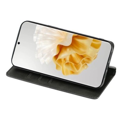 Huawei Honor Magic6 Pro "Kasi" чёрный кожаный чехол-книжка | Vacins.lv