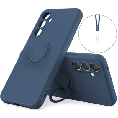 Samsung Galaxy A55 "Dechen" Ring Kickstand cieta silikona (TPU) apvalks - zils | Vacins.lv