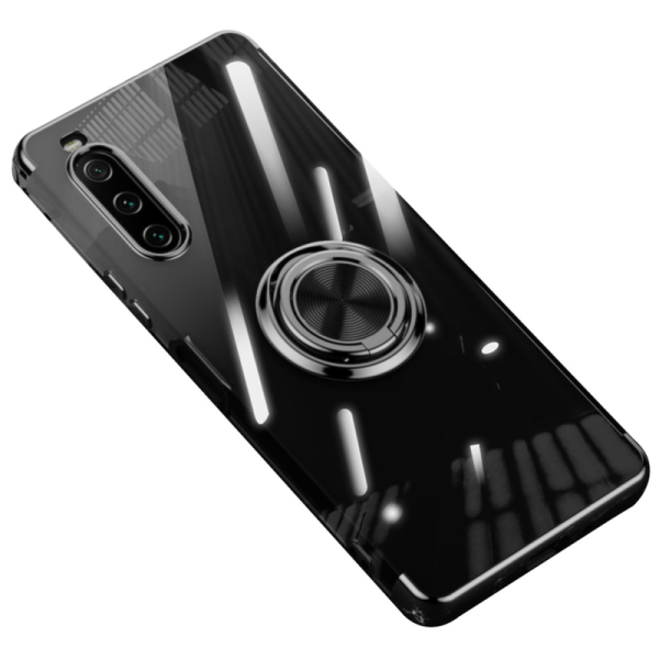 „Fashion“ Kickstand твердый силиконовый чехол (TPU) - прозрачный / чёрный (Xperia 10 V)