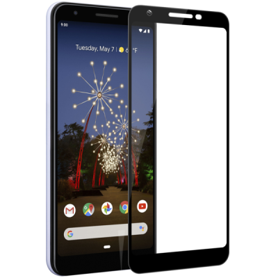 Google Pixel 3a "Rurihai" Tempered Glass melns ekrāna aizsargstikls 2.5D | Vacins.lv