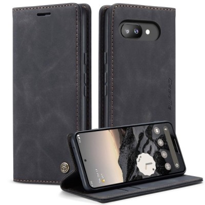 Google Pixel 9a CaseMe Retro открываемый, Чёрного цвета, кожаный чехол – книжка | Vacins.lv