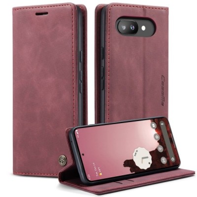 Google Pixel 9a CaseMe Retro открываемый, бордовый, кожаный чехол – книжка | Vacins.lv