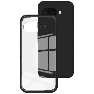 Google Pixel 9a "Imak" твердый силиконовый (TPU) прозрачный (с черной рамкой) чехол | Vacins.lv
