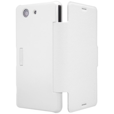 Nillkin Fresh Sony Xperia Z3 Compact (mini) atverčiamas baltas odinis dėklas - knygutė / Priedai.lt