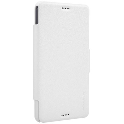 Nillkin Fresh Sony Xperia Z3 Compact (mini) atverčiamas baltas odinis dėklas - knygutė / Priedai.lt