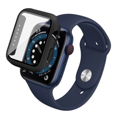 Cieta plastmasa Apple Watch Series 6 / 5 / 4 / SE (2023) / SE (2022) / SE 44mm melns apvalks priekš viedpulksteņa | Vacins.lv