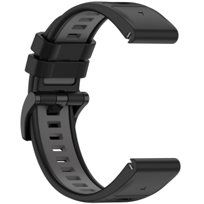 Wave viedā pulksteņa Garmin Fenix 7 / 7 Pro / 6 / 6 Pro cietā silikona (TPU) siksniņa - melns | Vacins.lv