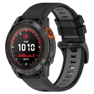 Wave жесткий силиконовый черный браслет (TPU) для умных часов Garmin Fenix 7 / 7 Pro / 6 / 6 Pro | Vacins.lv