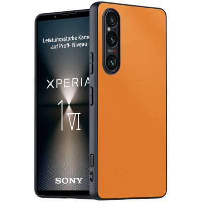 Sony Xperia 1 VI „Mofan“ Texture oranžs ādas apvalks | Vacins.lv