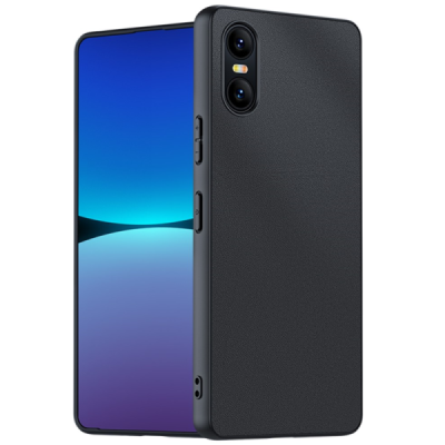 Sony Xperia 10 VI „Mofan“ Texture melns ādas apvalks | Vacins.lv