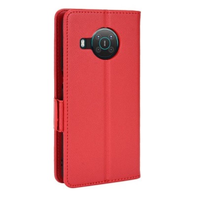 Nokia X20 (X10) Binfen Litchi открываемый красный кожаный чехол - книжка | Vacins.lv