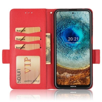 Nokia X20 (X10) Binfen Litchi открываемый красный кожаный чехол - книжка | Vacins.lv