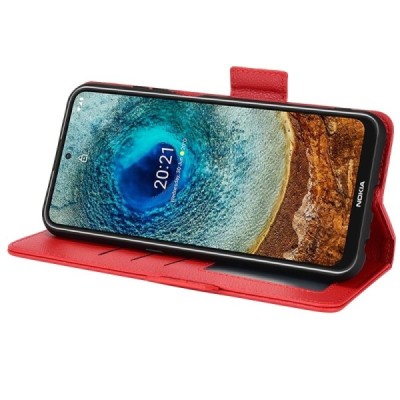 Nokia X20 (X10) Binfen Litchi открываемый красный кожаный чехол - книжка | Vacins.lv