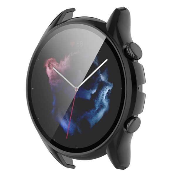 Cietā silikona (TPU) apvalks priekš viedpulksteņa - melns (Huami Amazfit GTR 3 / GTR 3 Pro)