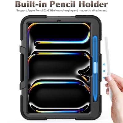 Apple iPad Pro 11 (2025) / 11 (2024) pastiprinātas aizsardzības melns apvalks | Vacins.lv