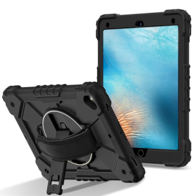 Apple iPad 9.7" 2017 (iPad 9.7" 2018) pastiprinātas aizsardzības melns (360°) apvalks, vaciņš | Vacins.lv