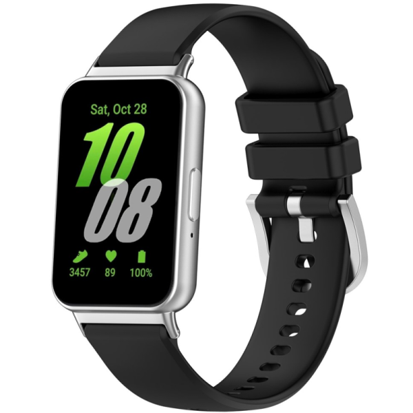 Твердый силиконовый (TPU) ремешок для умных часов - чёрный (Samsung Galaxy Fit3)