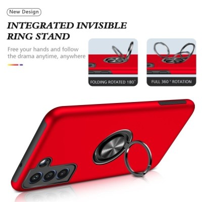 Samsung Galaxy S21 FE „Fashion“ Kickstand cieta silikona (TPU) sarkans apvalks | vacins.lv