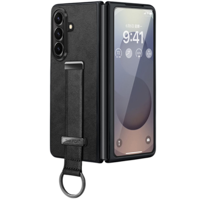 „Sulada“ Leather Kickstand Samsung Galaxy Fold7 melns ādas apvalks | Vacins.lv