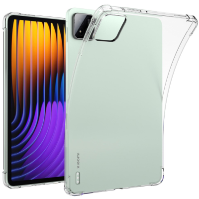 Xiaomi Pad 7 / Pad 7 Pro усиленная защита, прозрачный чехол из твердого силикона и TPU - задняя часть | Vacins.lv