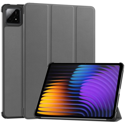 Xiaomi Pad 7 / Pad 7 Pro „Saige" серый кожаный чехол-книжка (складной) | Vacins.lv