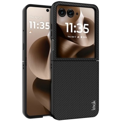 Motorola Razr 60 Ultra "Imak" Carbon Fiber чёрный пластиковый чехол | Vacins.lv