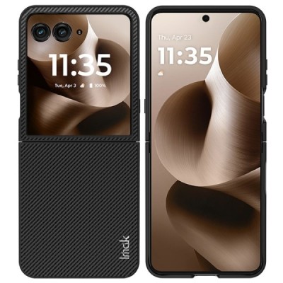 Motorola Razr 60 Ultra "Imak" Carbon Fiber чёрный пластиковый чехол | Vacins.lv