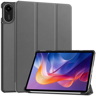 Xiaomi Redmi Pad 2 „Saige" серый кожаный чехол-книжка (складной) | Vacins.lv