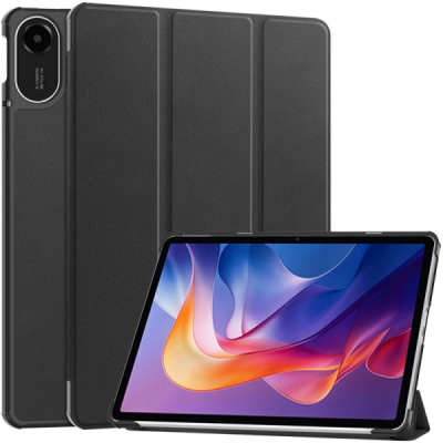 Xiaomi Redmi Pad 2 „Saige" чёрный кожаный чехол-книжка (складной) | Vacins.lv