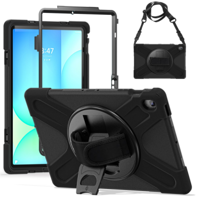 Samsung Galaxy Tab S10 FE+ pastiprinātas aizsardzības melns (360°) apvalks, vaciņš | Vacins.lv