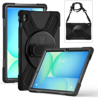 Samsung Galaxy Tab S10 FE+ pastiprinātas aizsardzības melns (360°) apvalks, vaciņš | Vacins.lv
