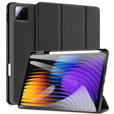 Xiaomi Pad 7 / Pad 7 Pro „Dux Ducis“ Domo чёрный кожаный чехол-книжка (складной) | Vacins.lv