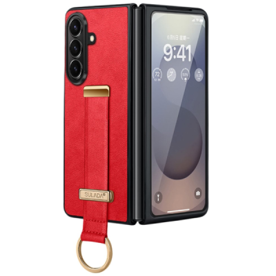 „Sulada“ Leather Kickstand Samsung Galaxy Fold7 красный кожаный чехол | Priedai.lt