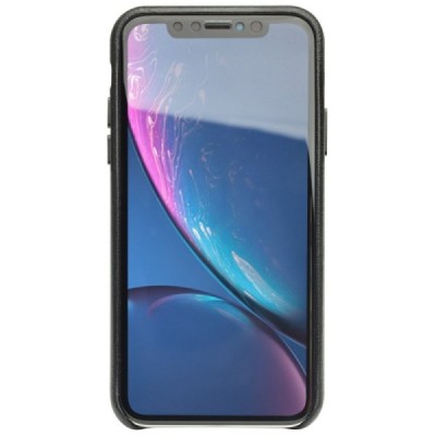Тонкий кожаный чехол QIALINO для Apple iPhone XR, черный, задняя часть / Priedai.lt