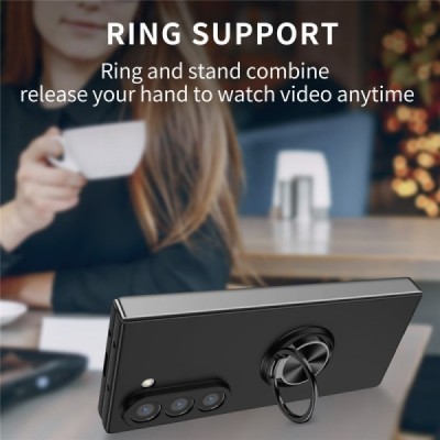 Samsung Galaxy Fold7 "Modes" cietais plastmasas korpuss ar statīvu, melns - aizmugure | vacins.lv