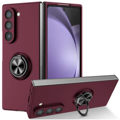 Samsung Galaxy Fold7 "Modes" cietais plastmasas korpuss ar statīvu, bordo - aizmugure | vacins.lv