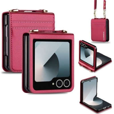 Samsung Galaxy Flip7 „LC.IMEEKE“ Leather пластиковый бордовый  чехол | Vacins.lv