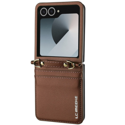 Samsung Galaxy Flip7 „LC.IMEEKE“ Leather пластиковый коричневый чехол | Vacins.lv