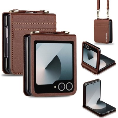 Samsung Galaxy Flip7 „LC.IMEEKE“ Leather пластиковый коричневый чехол | Vacins.lv