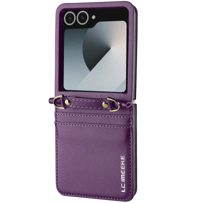Samsung Galaxy Flip7 „LC.IMEEKE“ Leather violets plastika apvalks | vacins.lv