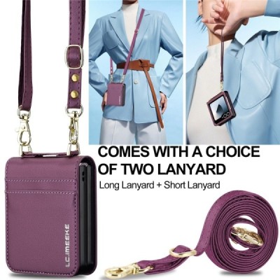 Samsung Galaxy Flip7 „LC.IMEEKE“ Leather violets plastika apvalks | vacins.lv