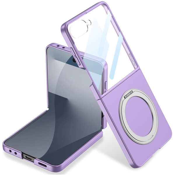 „GKK“ Kickstand пластиковый прозрачный чехол - фиолетовый (Galaxy Flip7)
