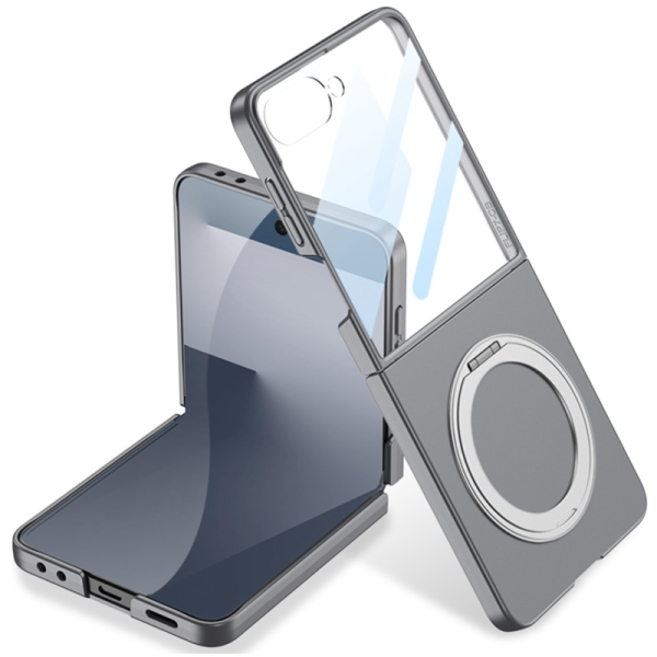„GKK“ Kickstand пластиковый прозрачный чехол - серый (Galaxy Flip7)