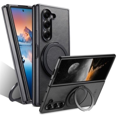 Samsung Galaxy Fold7 „SUTENI“ Kickstand пластиковый прозрачный чехол - чёрный | Vacins.lv