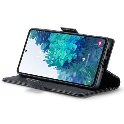 Samsung Galaxy S20 FE CaseMe Leather atvēramais ādas maciņš (maks)  - melns | Vacins.lv