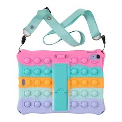 iPad 11 2025 / iPad 10.9 2022 „Popit“ Bubble Kickstand мягкий силиконовый чехол (TPU) - розовый | Vacins.lv