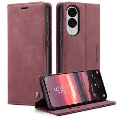 Samsung Galaxy S25 Edge CaseMe Retro открываемый, бордовый, кожаный чехол – книжка | Vacins.lv