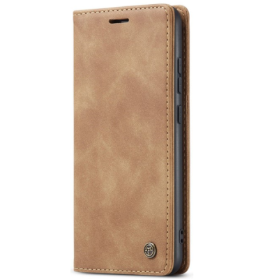 Samsung Galaxy S25 Edge CaseMe Retro solīds atvēramais ādas gaiši brūns maciņš - maks | Vacins.lv