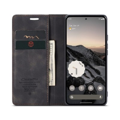 Google Pixel 10 Pro / 10 / 9 Pro / 9 CaseMe Retro открываемый, Чёрного цвета, кожаный чехол – книжка | Vacins.lv