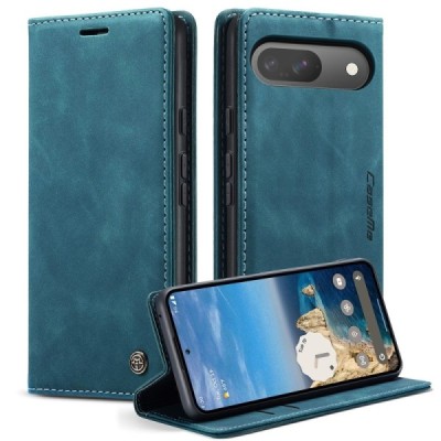 Google Pixel 10 Pro / 10 / 9 Pro / 9 CaseMe Retro solīds atvēramais ādas zaļš maciņš - maks | Vacins.lv